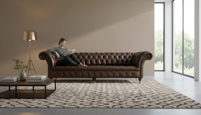 xxl Grote Bank Chesterfield 265cm Decoratieve Beklede Banken 4 Zits Leder