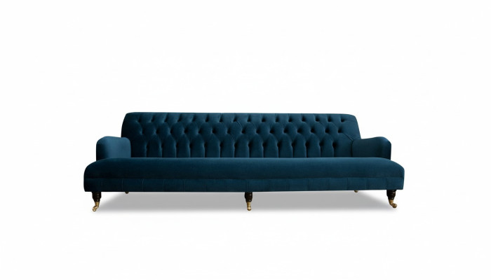 Groot Bank Bank Chesterfield 250cm Beklede Bankstellen 4-zits Leer Textiel Turkoois