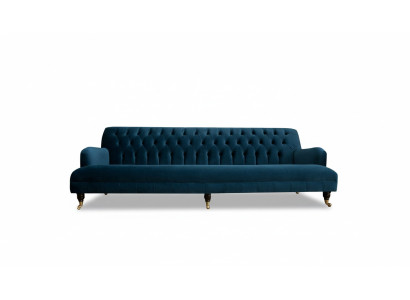 Groot Bank Bank Chesterfield 250cm Beklede Bankstellen 4-zits Leer Textiel Turkoois