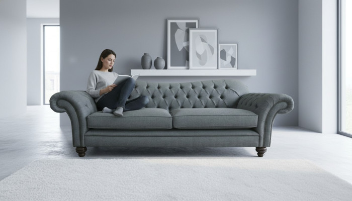 Grote Chesterfield gestoffeerde bankstellen Design Luxe bank 4 zits Textiel Bankstellen