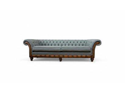 Grote xxl bankstel 4 zits bank Chesterfield bekleding leer textiel grijs