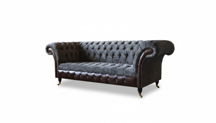 Chesterfield 3-zits woonkamerbank bank bekleding zitting textiel stof