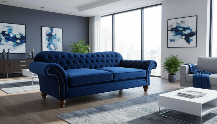 xxl Grote Bank Chesterfield 240cm Beklede Bank 4-Zits Leer
