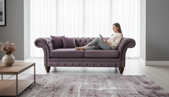 Chesterfield bank Bekleding Klassiek leer Stof 3-zits Bank Driepersoons