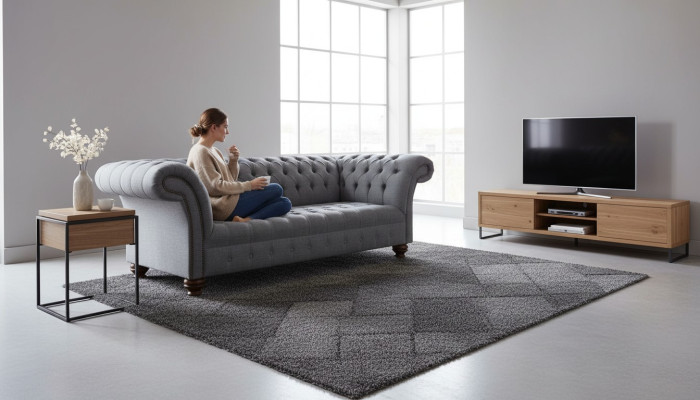 Driepersoons bank gestoffeerde designbank 3-zits bankstel kamer grijs