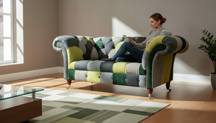 Chesterfield bank bank bekleding bankstellen klassieke 2-zits leer textiel kleurrijk