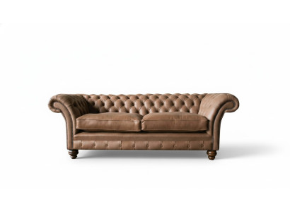 Ontwerpbank 3-zitsbank Stoffen bekleding Bruin Klassieke banken Chesterfield Nieuw