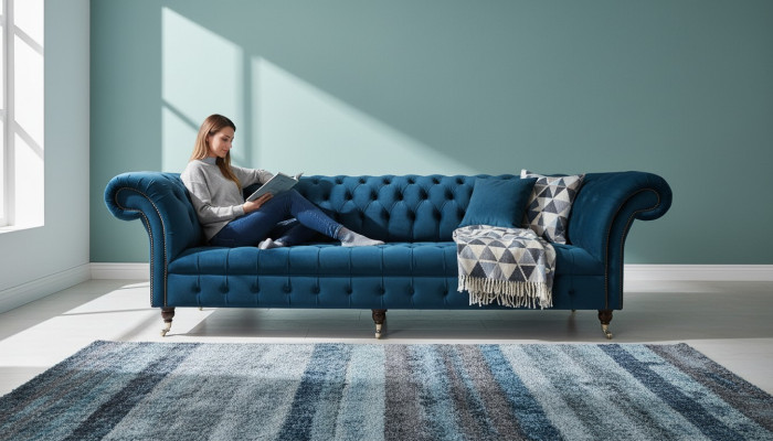 Ontwerpbank Chesterfield bekleding modern textiel stof bankstellen 4 zits slaap