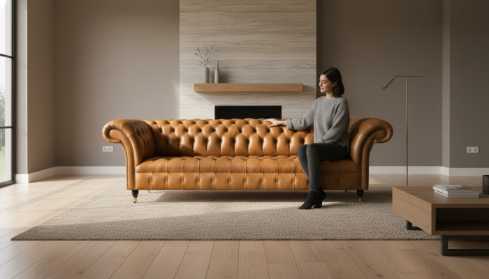Ontwerpbank Chesterfield bekleding modern textiel stofbanken 4-zits slaapbank nieuw