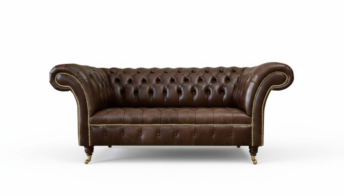 Chesterfield fluwelen designbank 2-zits bank textiel leder bruin nieuw
