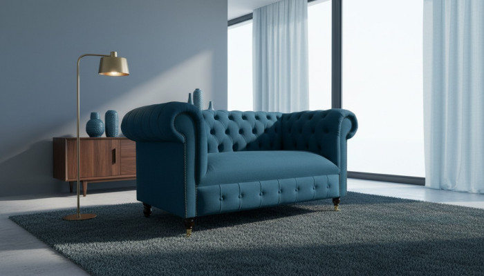 Bankstel 2-zits zitting Klassieke Chesterfield Blauwe Bankstellen Bankstellen Polster.