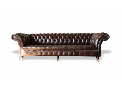 Sofa Chesterfield gestoffeerd ontwerp XXL luxe bank 4-zits lederen banken bank