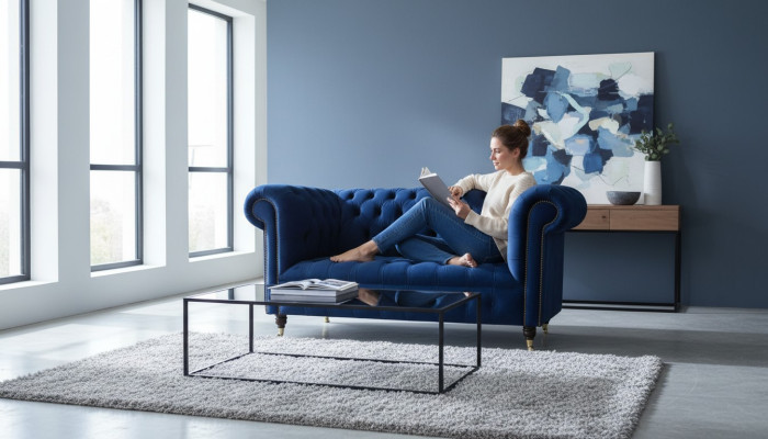Klassieke Textielbank - Fluwelen Chesterfield Stof Sofa 2-Zits Nieuw jvmoebel ®