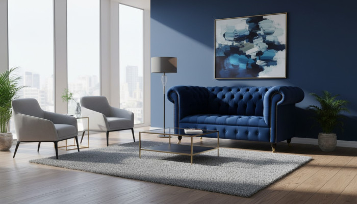 Klassieke Textielbank - Fluwelen Chesterfield Stof Sofa 2-Zits Nieuw jvmoebel ®