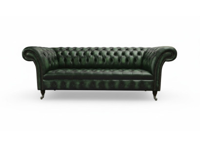 Driepersoonsbank 3-zits Chesterfield Nieuwe bank Antiek Groene bekleding Nieuwe banken