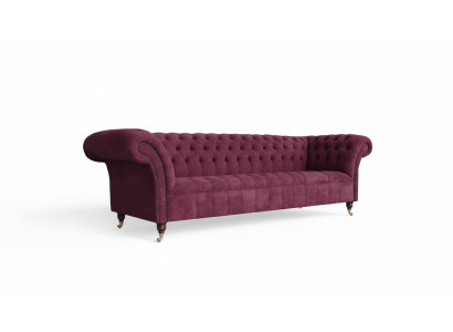 Bankstel 3-zits Chesterfield banken bankstellen woonkamer design textiel stof bordeaux