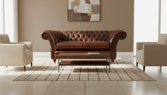 Chesterfield Sofa 2-zits gestoffeerde designbanken bankstellen bankstel origineel bruin