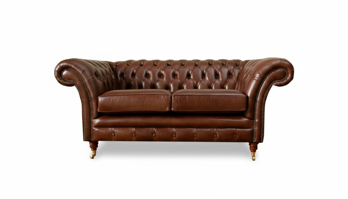 Chesterfield Sofa 2-zits gestoffeerde designbanken bankstellen bankstel origineel bruin