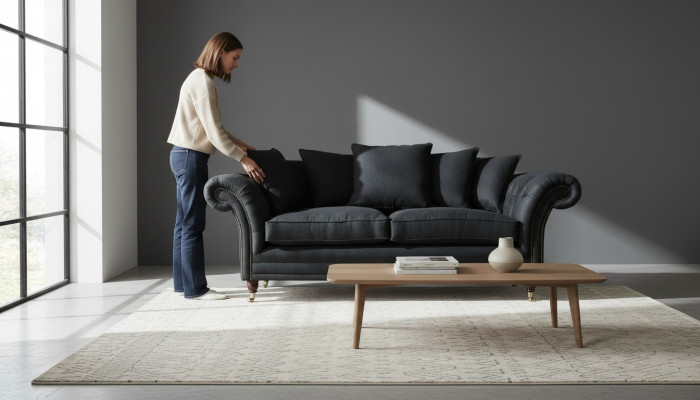 Bank 3-zitter Klassiek Design Bankstellen Bekleding Leer Moderne Banken 3-zit Zwart