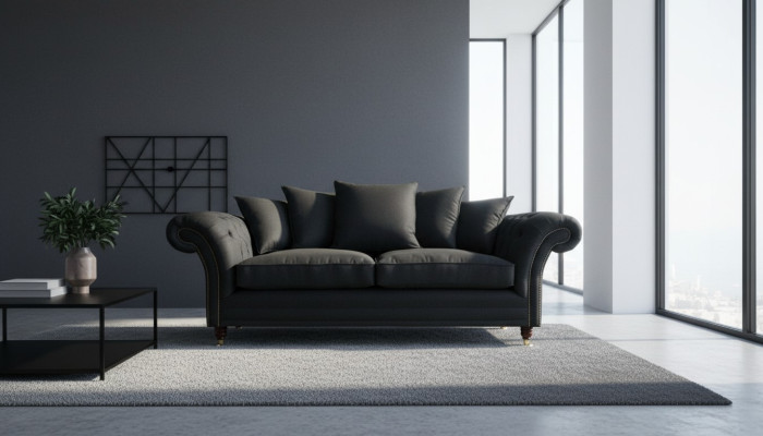 Bank 3-zitter Klassiek Design Bankstellen Bekleding Leer Moderne Banken 3-zit Zwart