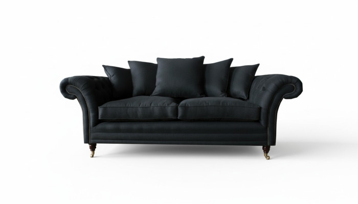 Bank 3-zitter Klassiek Design Bankstellen Bekleding Leer Moderne Banken 3-zit Zwart