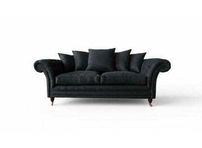 Bank 3-zitter Klassiek Design Bankstellen Bekleding Leer Moderne Banken 3-zit Zwart