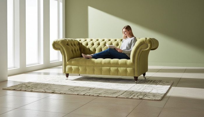 Bankstel 2-zits bank gestoffeerde banken Chesterfield woonkamer design textiel stof nieuw