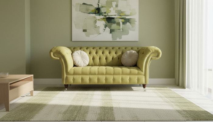 Bankstel 2-zits bank gestoffeerde banken Chesterfield woonkamer design textiel stof nieuw
