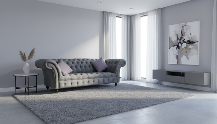 Chesterfield 3-zits xxl gestoffeerde zitbank bankstel Big Couch grijze nieuw.