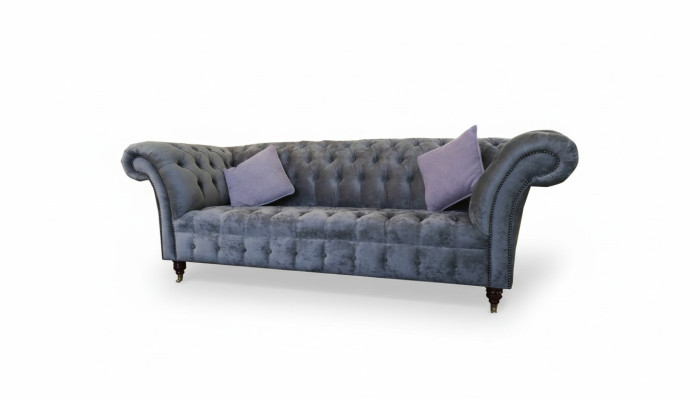 Chesterfield 3-zits xxl gestoffeerde zitbank bankstel Big Couch grijze nieuw.