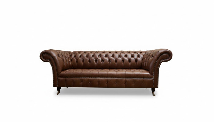Chesterfield bank gestoffeerde bankstellen Klassieke leren 3-zitsbanken Bank bruin