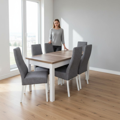 Eetset Eettafel 6 x Stoel Set Garnituur Tafel Eetset Eetgroep 7-delig