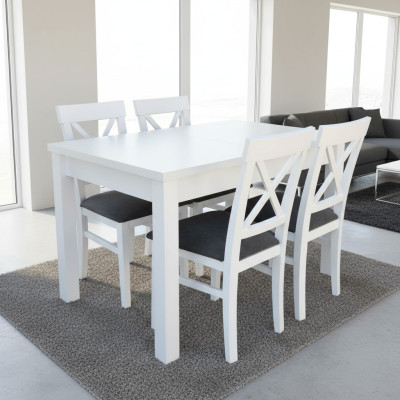 Ontwerp Houten Eetkamer Set Tafel 4x Leun Stoelen Set Garnituur Bekleding 5-delig Leun