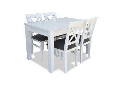 Ontwerp Houten Eetkamer Set Tafel 4x Leun Stoelen Set Garnituur Bekleding 5-delig Leun