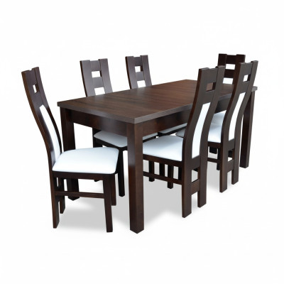 Compleet set eettafel 6x stoelen eetkamer eetgroep houten tafels 7-delig massief hout