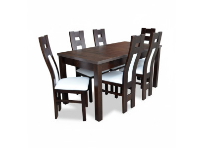 Compleet set eettafel 6x stoelen eetkamer eetgroep houten tafels 7-delig massief hout