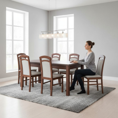 Compleet set eettafel + 6 stoelen eetkamerset eetgroep tafel tafels 7-delig
