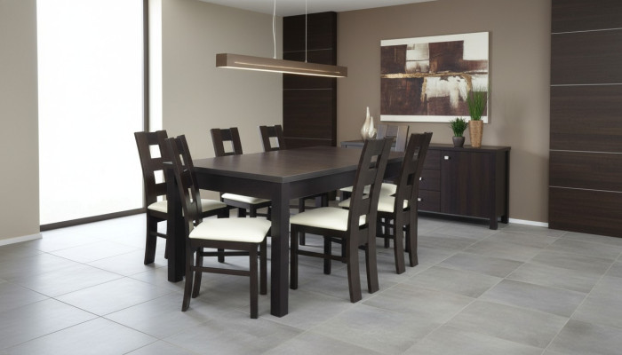 Eetkamer design meubel stoelgroep tafel 6 leunstoelen set stel nieuw 7-delig.