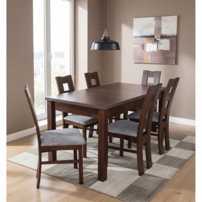 Designermeubels houten tafel zit eetkamer 6x stoelen 7-delige set meubelset echt hout