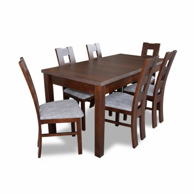 Designermeubels houten tafel zit eetkamer 6x stoelen 7-delige set meubelset echt hout