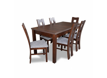 Designermeubels houten tafel zit eetkamer 6x stoelen 7-delige set meubelset echt hout