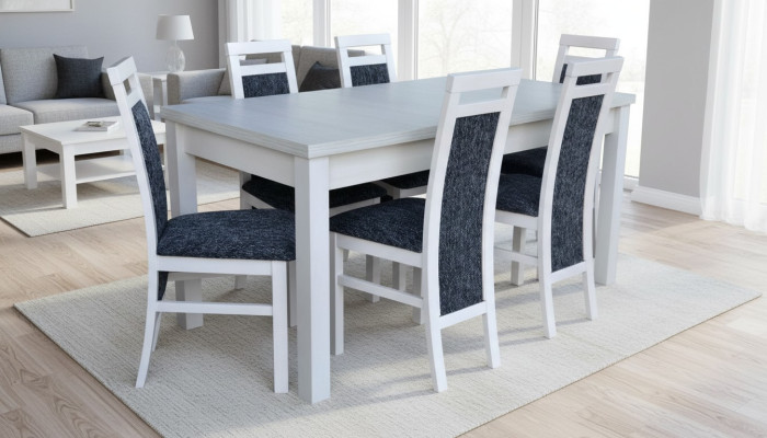Tafel eetkamer zitgroep eettafel stoel set 7-delig. Lederen houten leunstoelen Nieuw