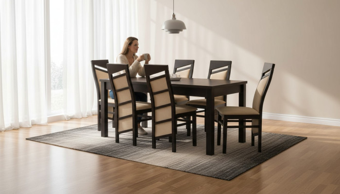 Complete eetkamer set Armstoel Tafel 6x stoelen Luxe eetgroep Set 7-delig.