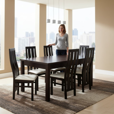 Eettafel Eetkamer Compleet Set 6x Stoelen Set Eetgroep Houten Tafel Tafels 7-delig