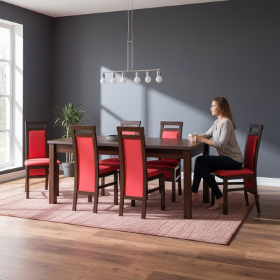 Compleet set eettafel eetkamer 6x stoelen set eetgroep houten tafel tafels 7-delig