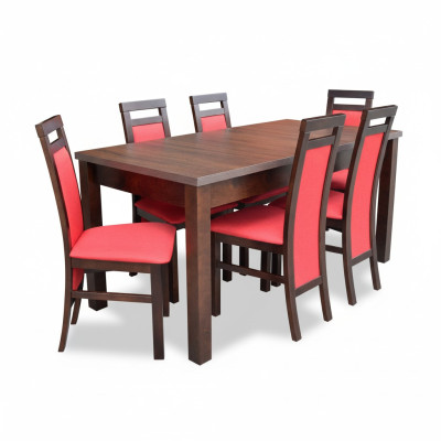 Compleet set eettafel eetkamer 6x stoelen set eetgroep houten tafel tafels 7-delig