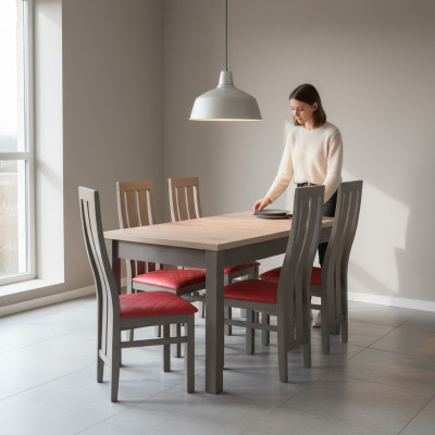 Compleet set eettafel 6x stoelen eetkamerset eetgroep tafel tafels 7-delig nieuw