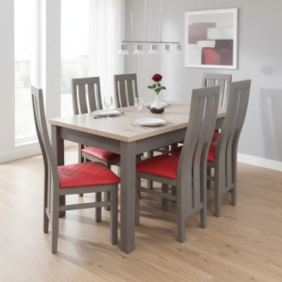 Compleet set eettafel 6x stoelen eetkamerset eetgroep tafel tafels 7-delig nieuw