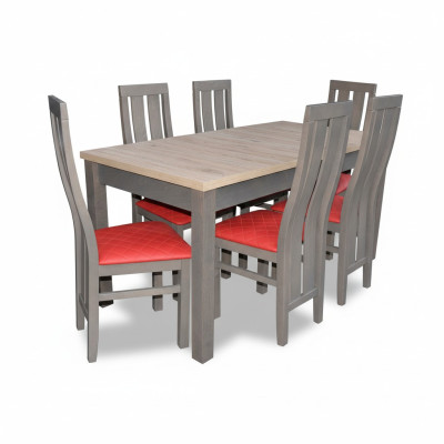Compleet set eettafel 6x stoelen eetkamerset eetgroep tafel tafels 7-delig nieuw