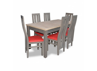 Compleet set eettafel 6x stoelen eetkamerset eetgroep tafel tafels 7-delig nieuw